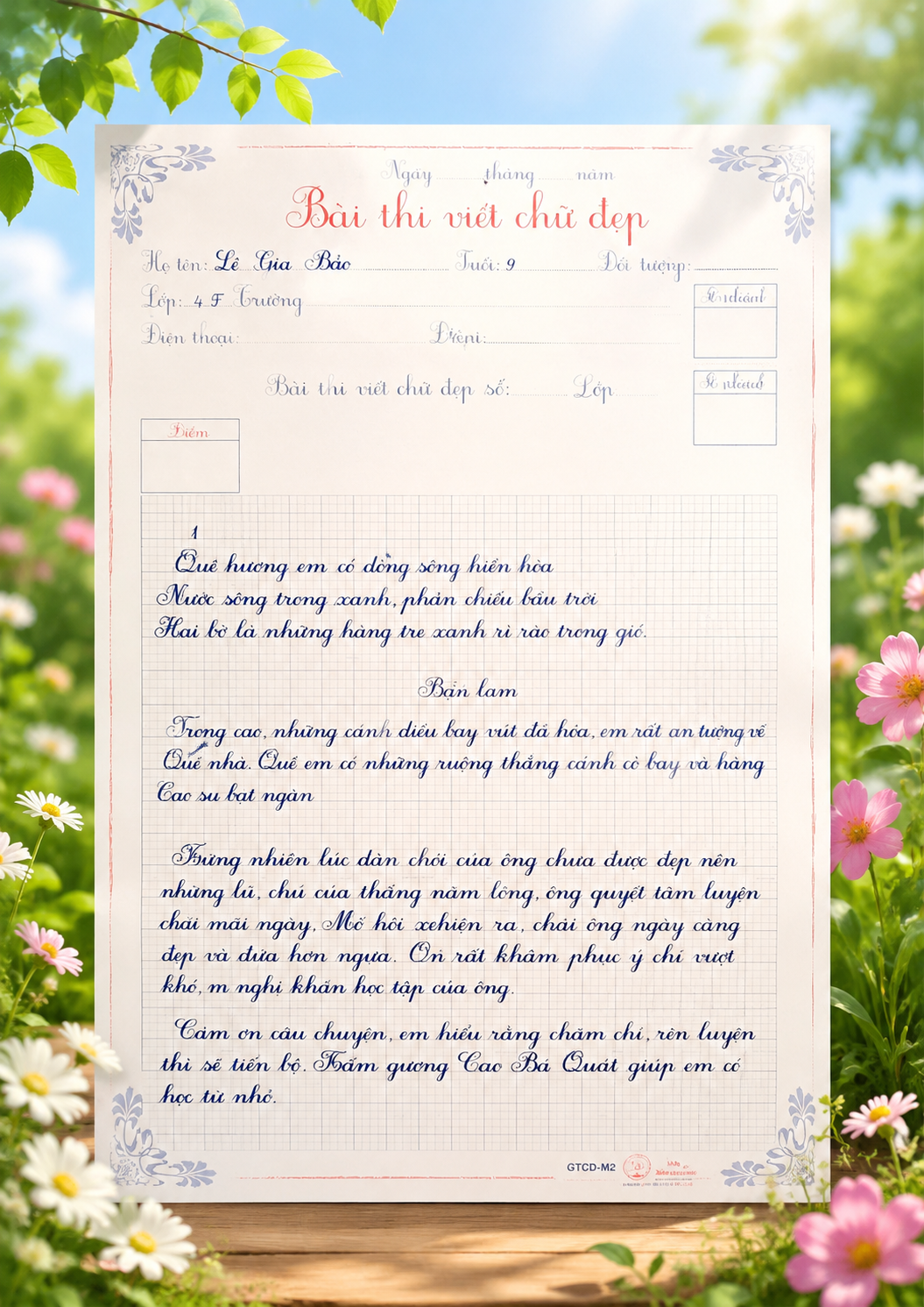 bài thi gia bảo chỉnh sửa